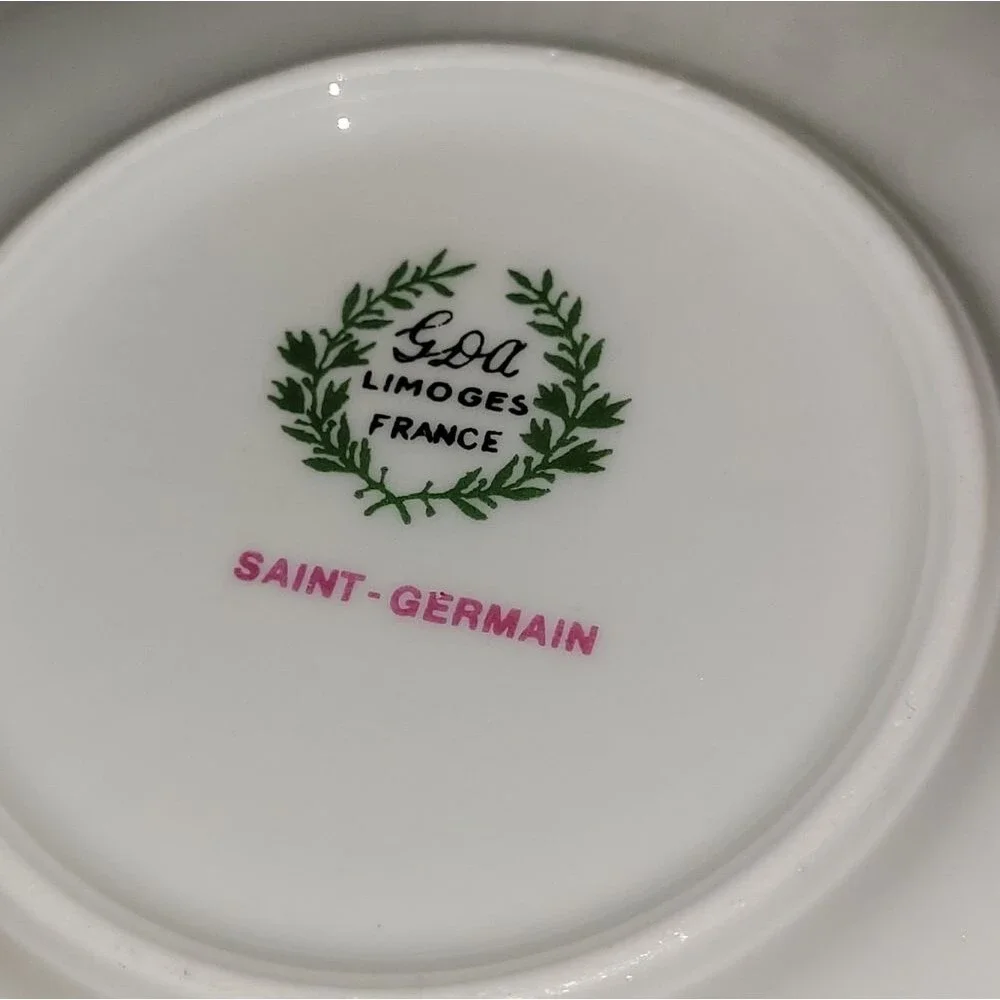 Cup Saucer SET of 3 Vintage GDA LIMOGES, France Bone China Dainty Fine